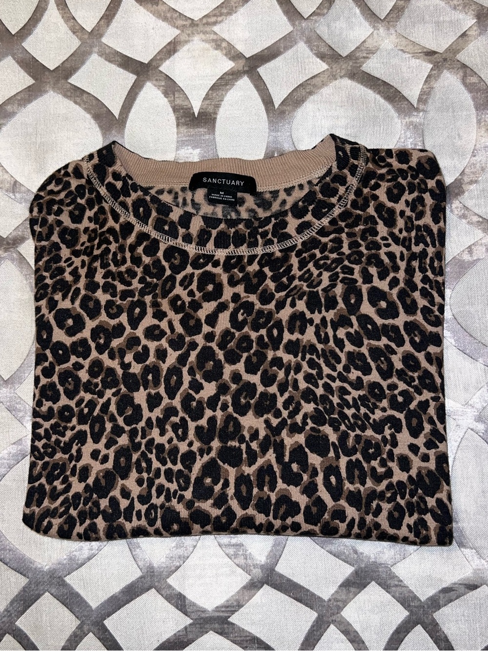 Sanctuary Leopard-Print Crewneck Sweatshirt in Brown and Black